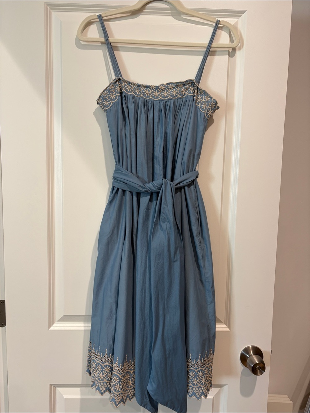 Banana Republic Blue Embroidered Midi Sundress, size 2